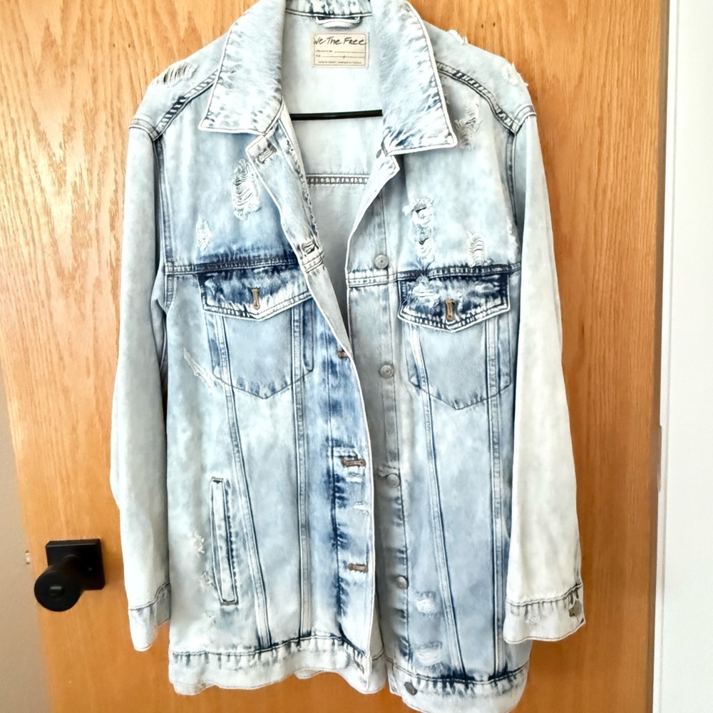 Oversized free people denim jacket